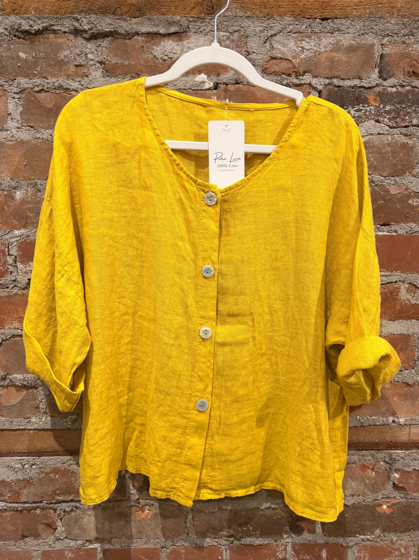 Linen cardigan shirt - mustard